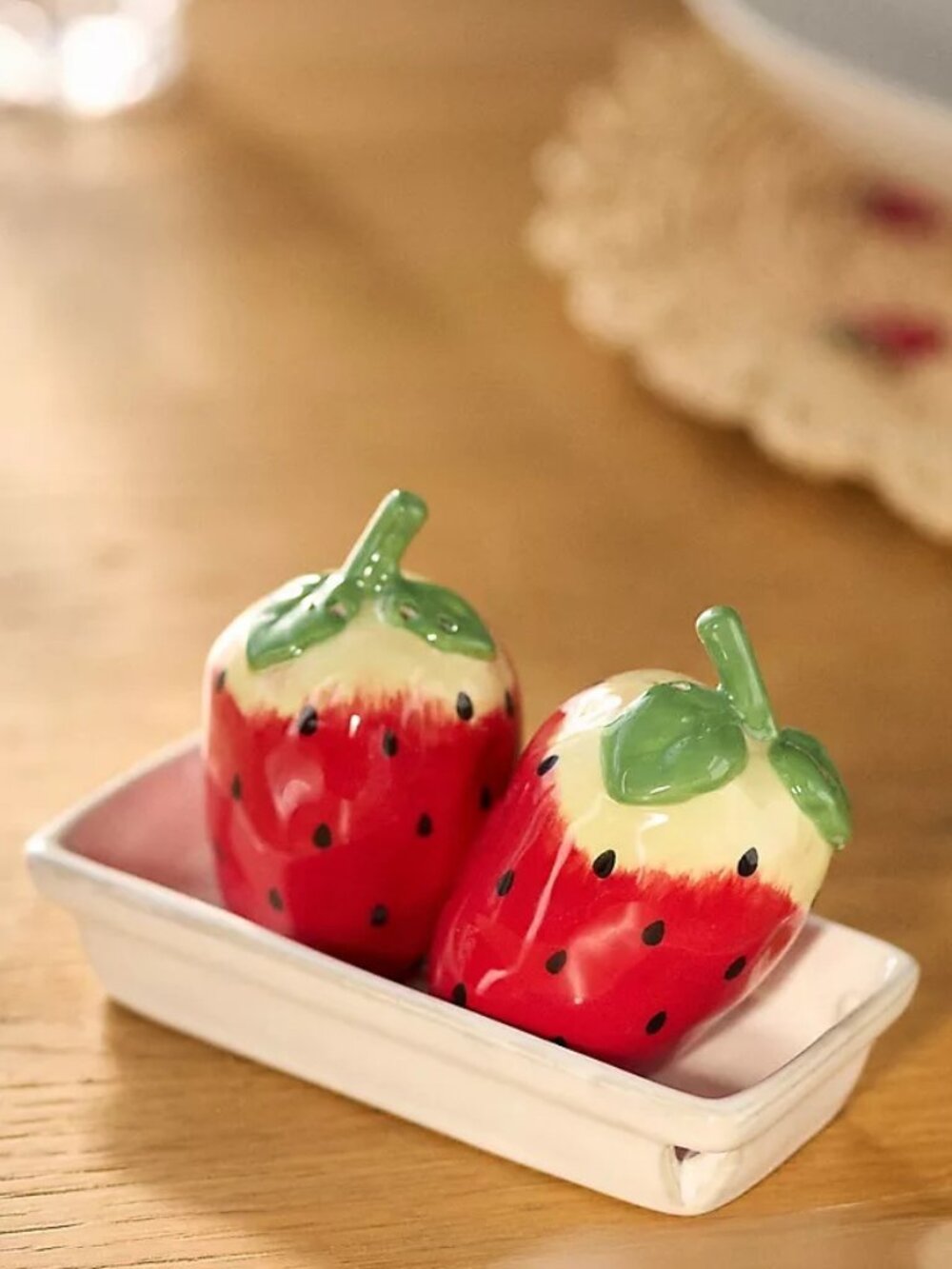 Anthropologie Foster Strawberry Salt & Pepper Shakers NIB!